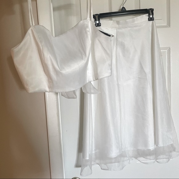 Lulus White Organza Midi Skirt and Tie-Back Crop Top - Picture 3 of 7